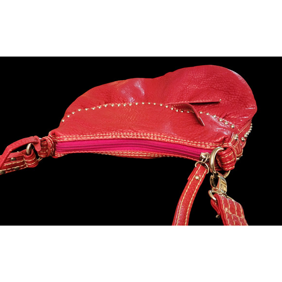 Marc Ecko Red Studded Faux Leather 90s Style Shoulder Bag - Picture 9 of 9